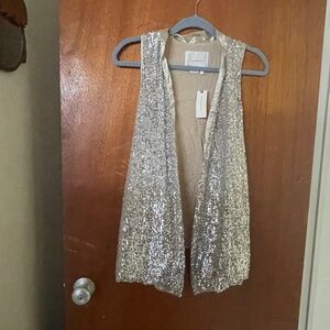 NWT Anthropologie sparkly silver vest -- great for holidays!